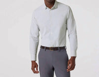 Mizzen + Main Leeward Classic Fit Long Sleeve Dress Shirt in dark slate banker stripe - men's shirt