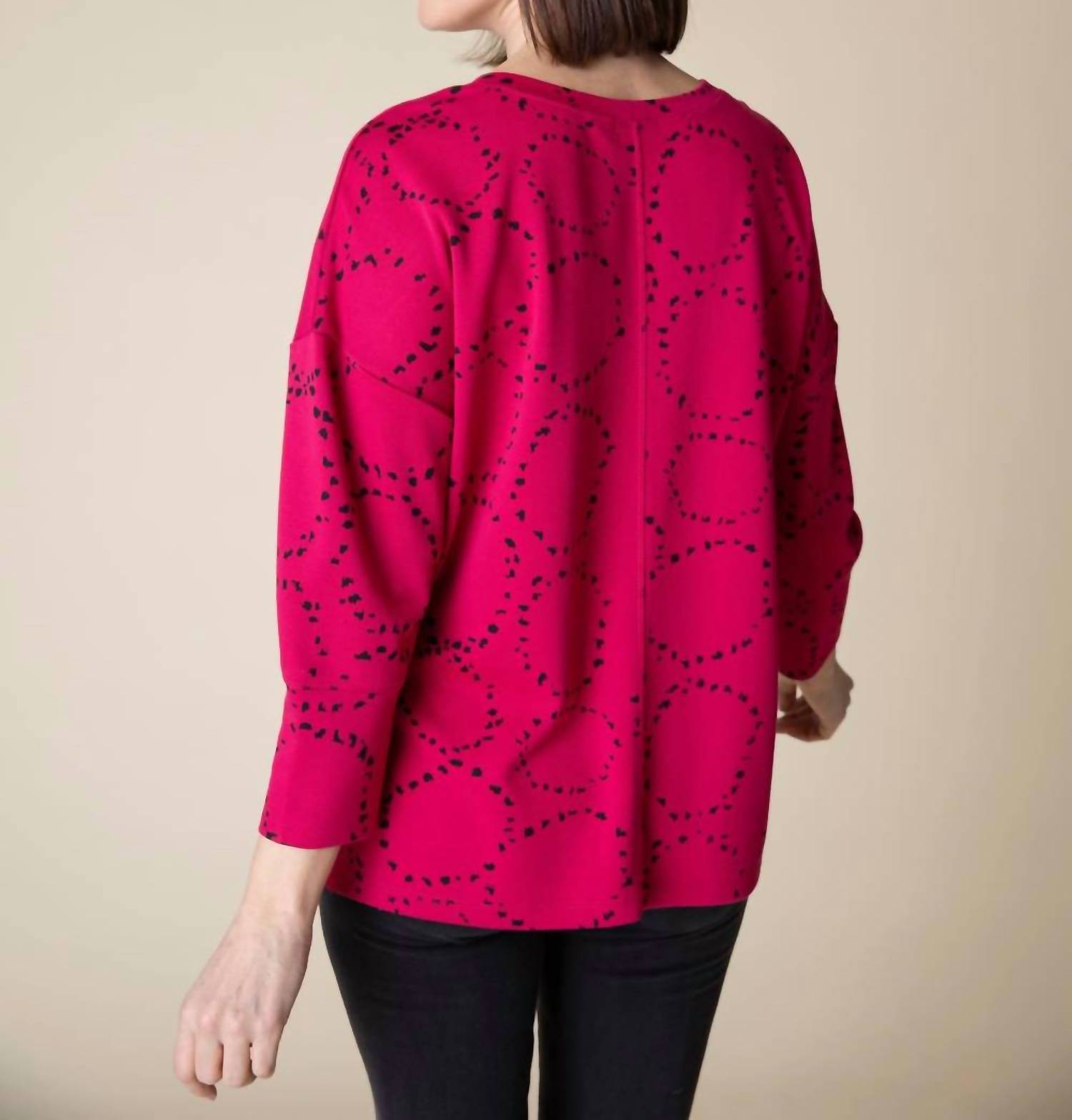Habitat - Circle Knit Jacquard Boxy Crewneck Sleeve Top