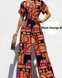 Dress Day Printed Loose Fit Front Zip Jumpsuit in orange - women's pants