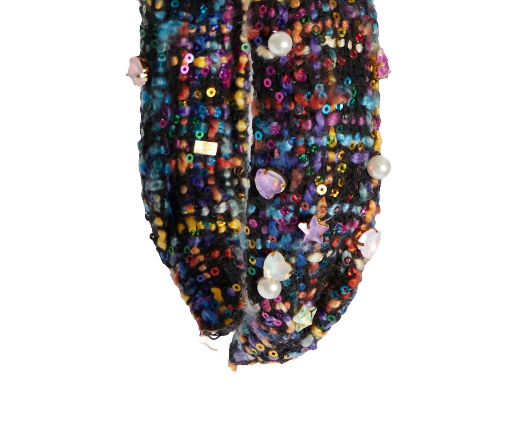 Bari Lynn - Women's Knot Jewelled Hearts And Stars Tweed Headband