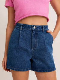 LE LIS Mom's Fav Denim Short in blue - women's shorts