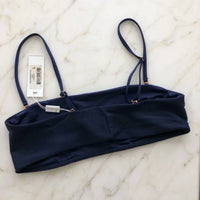 Frankies Bikinis Women's Scarlett Ribbed Top in navy - women's swimwear - detail view