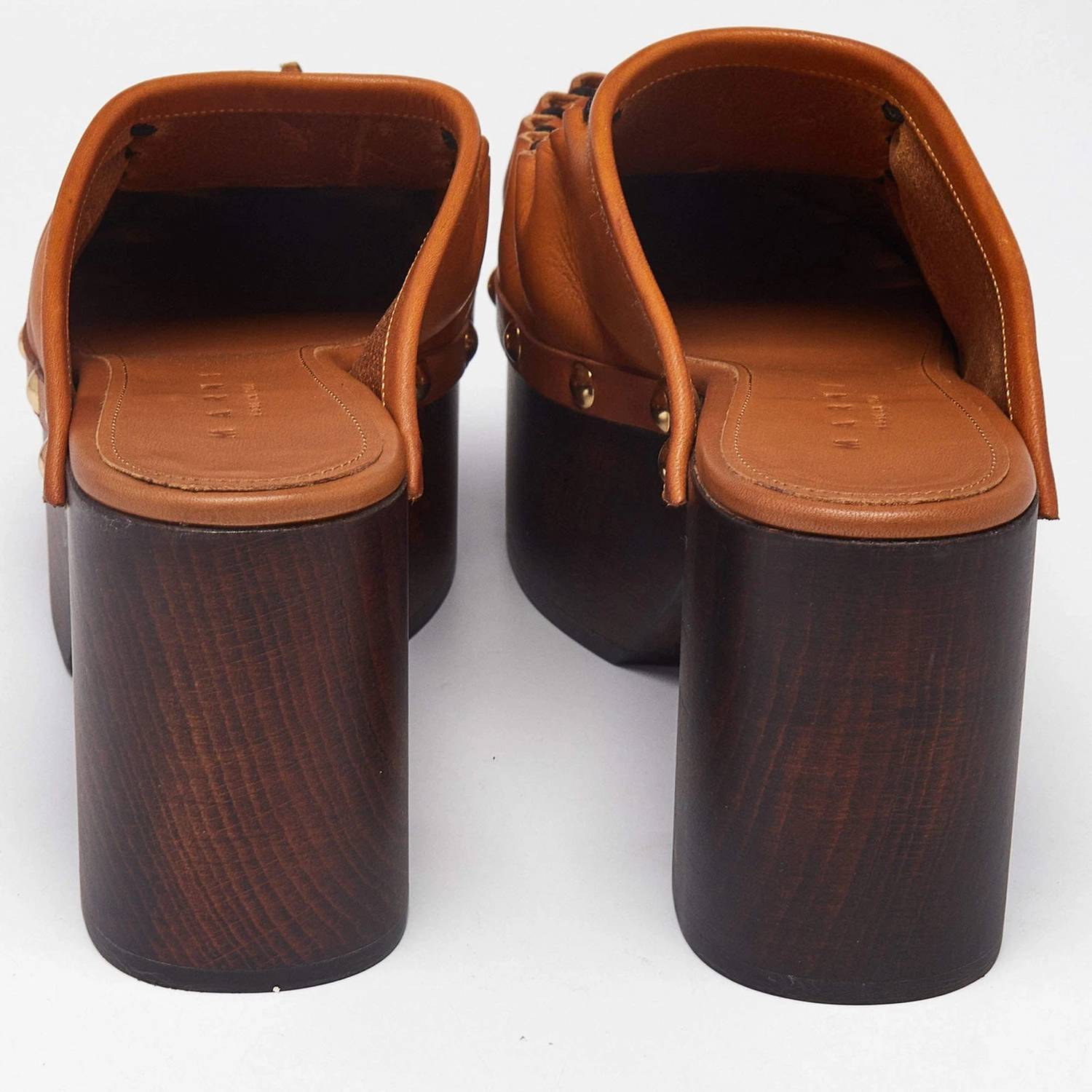 Marni - Women's Sabo Ruched Leather Studded Platform Clog
