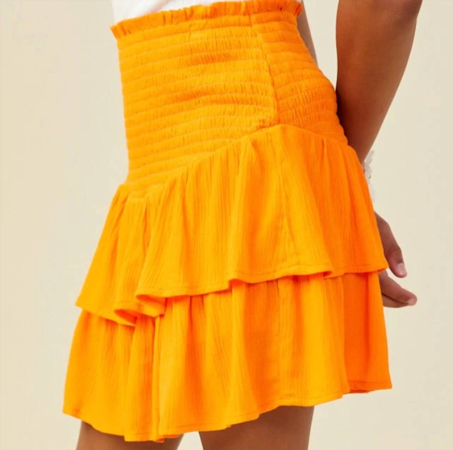 Hayden La - Girls Smocked Ruffle Tier Mini Skirt