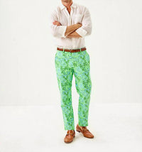 Lilly Pulitzer Stuff Mizner Stretch Pant - 34" in cool mint catchin rays - men's pants - detail view