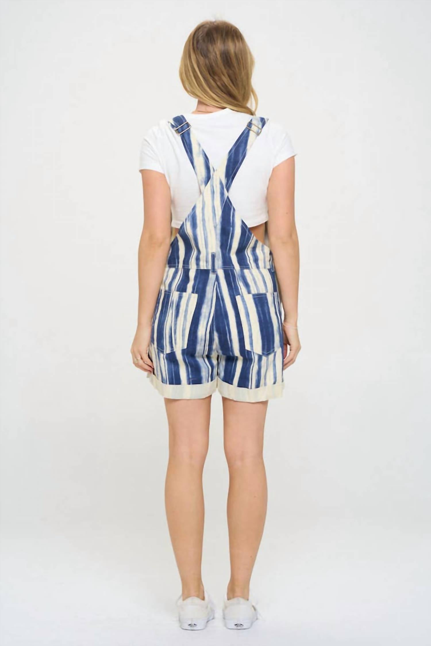 Sm Wardrobe - Seaside Stripe Print Shortalls