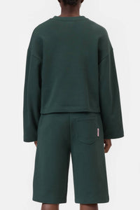 CLOSED Long Sleeve Crewneck Sweatshirt in royal green - women's top - detail view