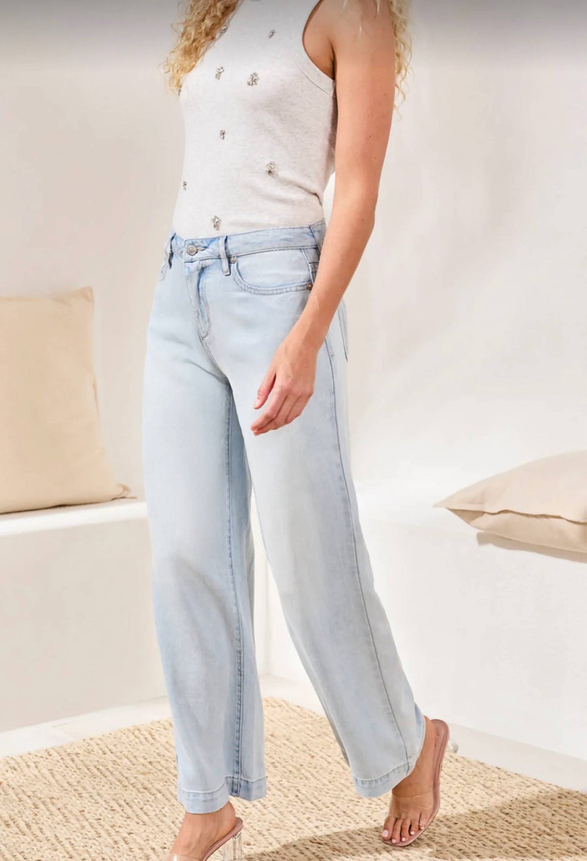 Tribal - Audrey Hugging Flowy Wide Leg Jeans