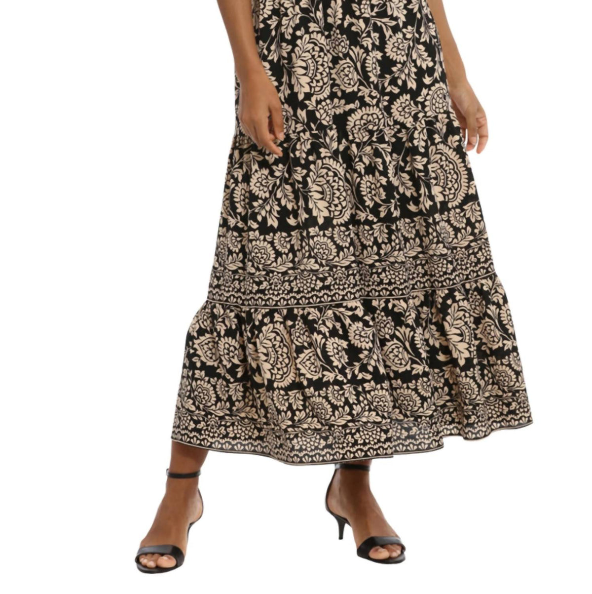 London Times - Floral Tiered Sleeveless Maxi Dress