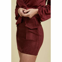 SAGE THE LABEL Ember Skirt in burgundy - women's skirt - alternate view
