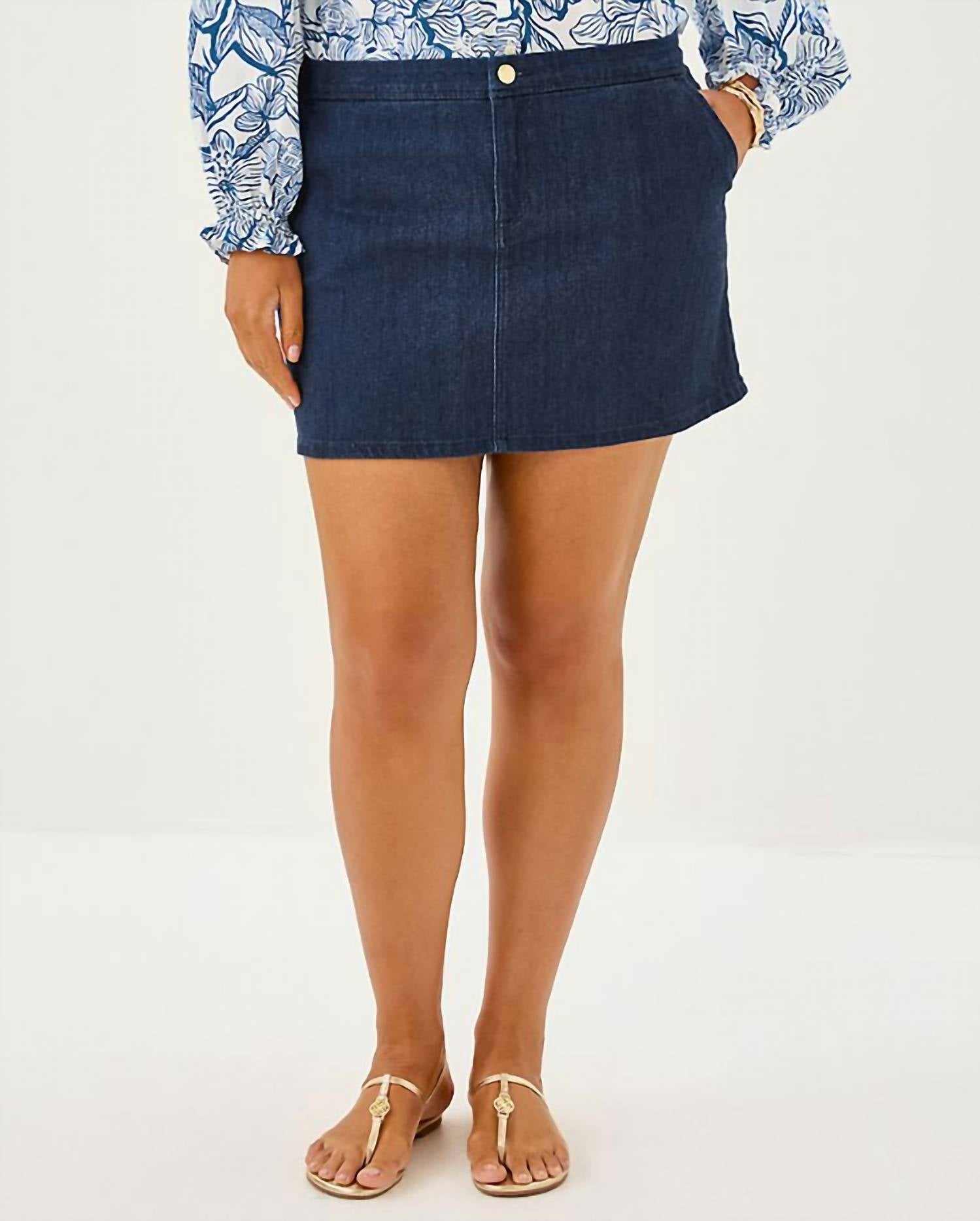 Lilly Pulitzer Colette Stretch Denim Skirt in dark wash - women's skirt - view 8