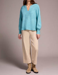 Tribal - Mandarin Collar Long Puff Sleeve Sweater