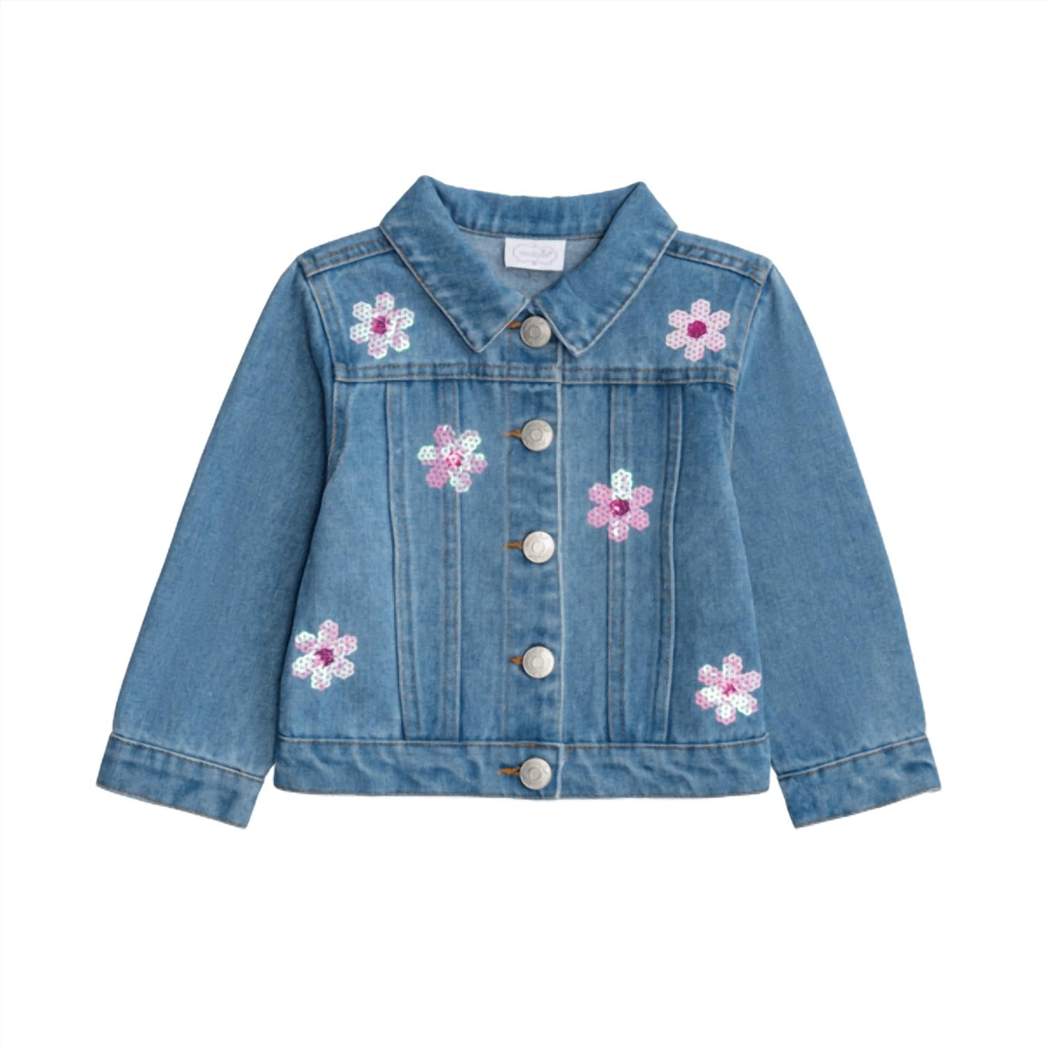 Mudpie - Kid's Sequin Daisy Jean Jacket