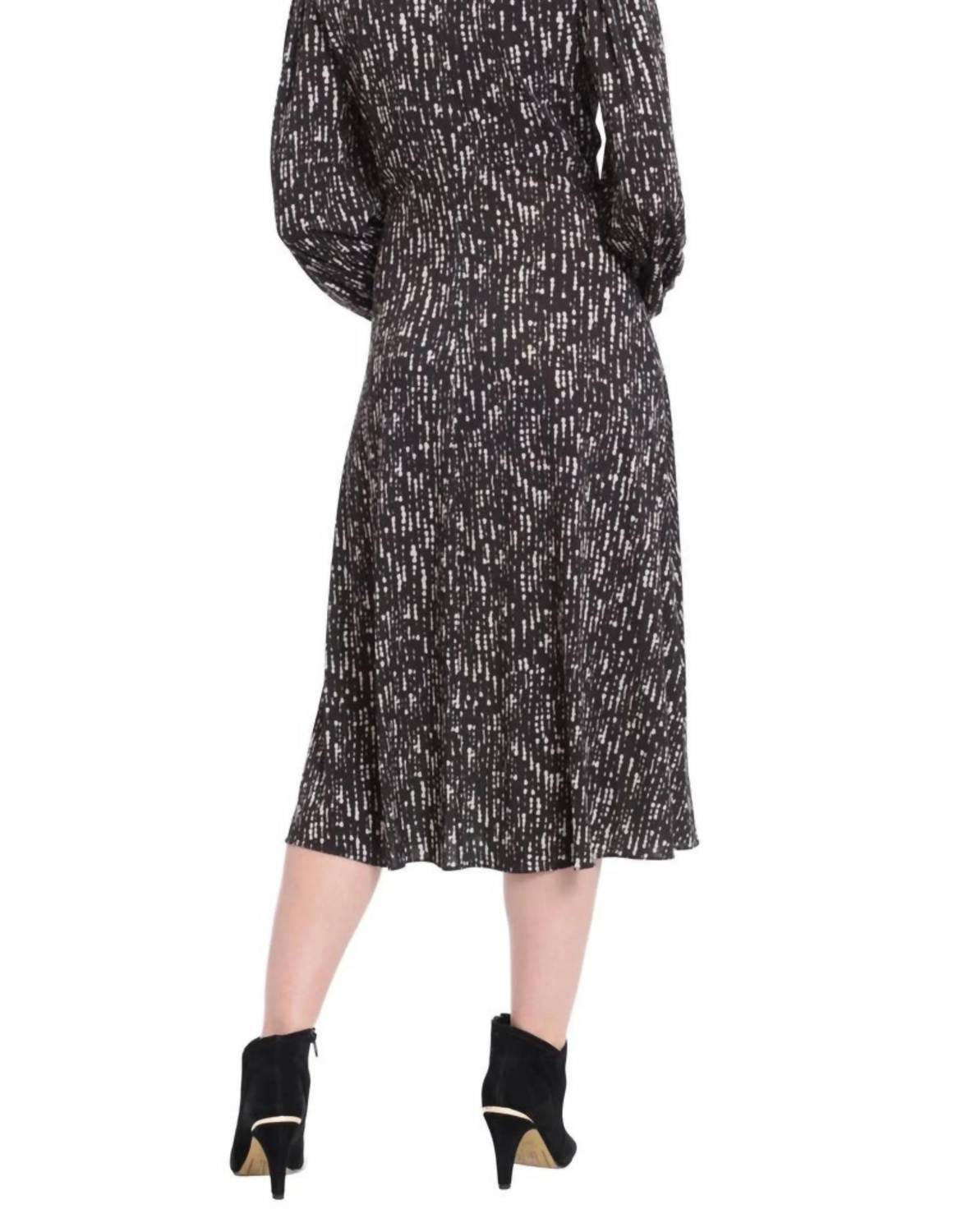 London Times - Printed Long Sleeve A-Line Dress