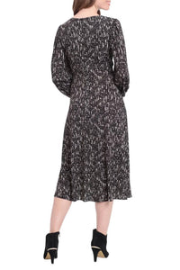 London Times - Printed Long Sleeve A-Line Dress