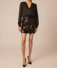 GILNER FARRAR Elara Mini Dress in black swirl beading - women's dress