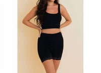 Leto - Smocked Lace Trim Lounge Shorts