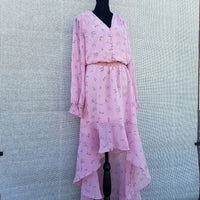 1.State - Asymmetrical Long Sleeves Floral Dress