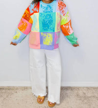 Queen Of Sparkles - Colorblock Card Logo Sweatshirt