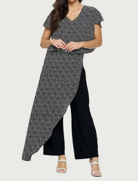 Last Tango - Printed Jumpsuit With Chiffon Overlay