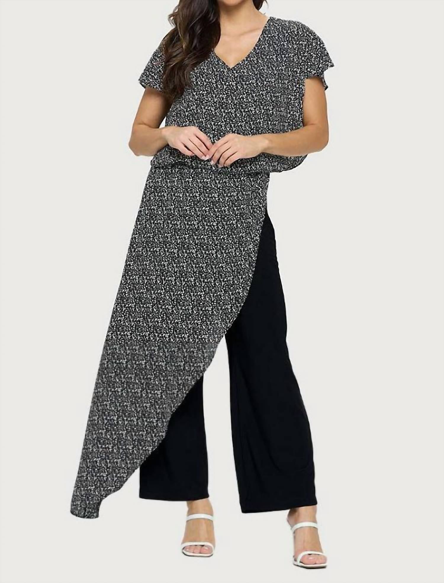 Last Tango - Printed Jumpsuit With Chiffon Overlay