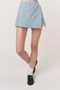 PROJECT SOCIAL T End Game Textured Skort in blue sky - women's shorts - detail view