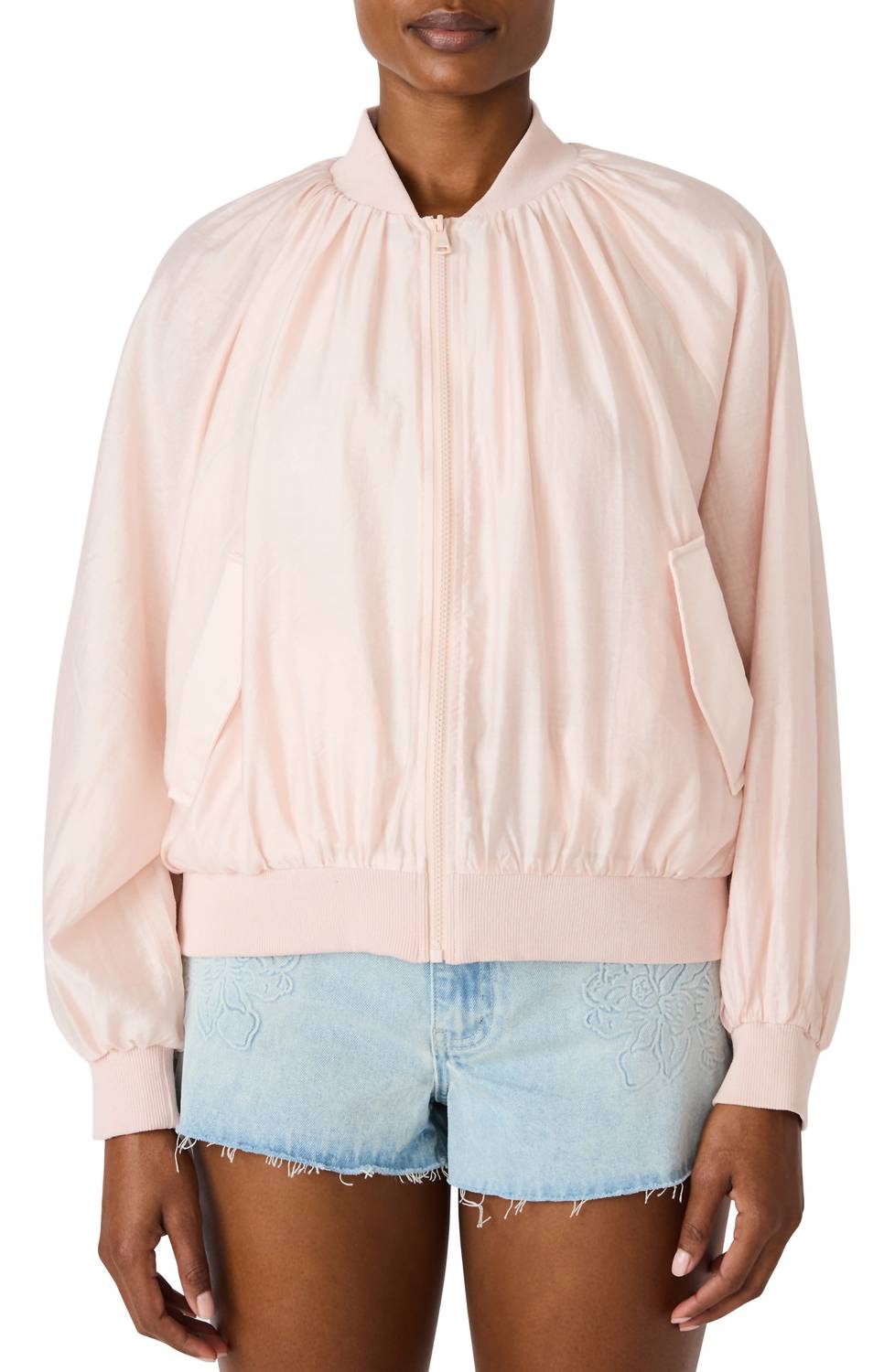 STEVE MADDEN Bessie Woven Bomber Jacket in light pink - women's jacket - view 4