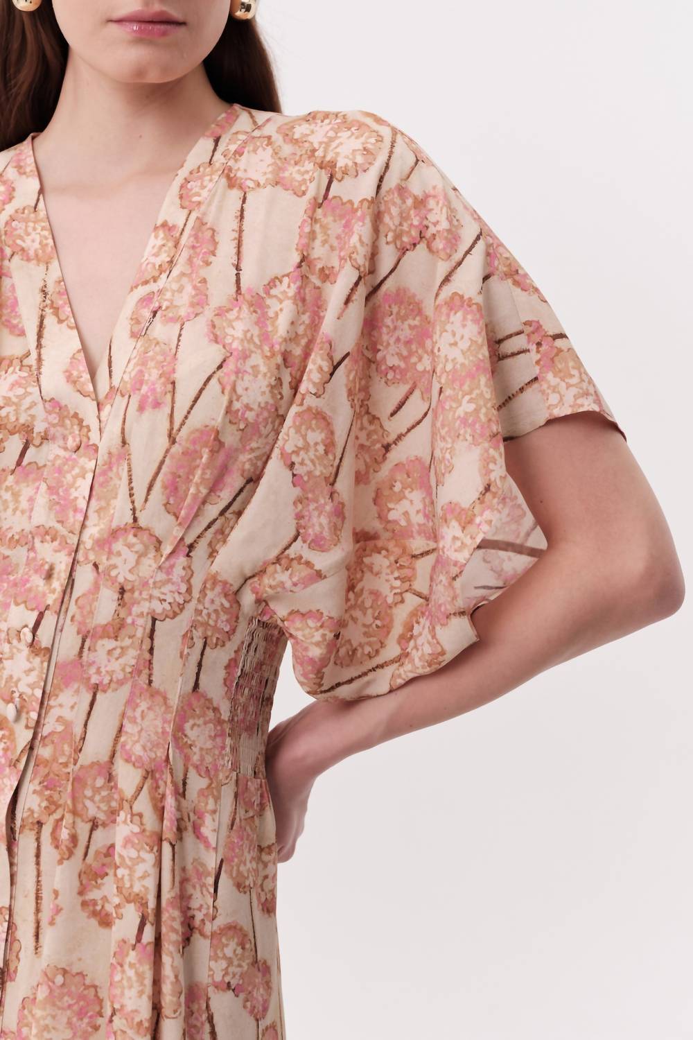 EXQUISE Mattie Midi Dress in beige - women's dress - detail view