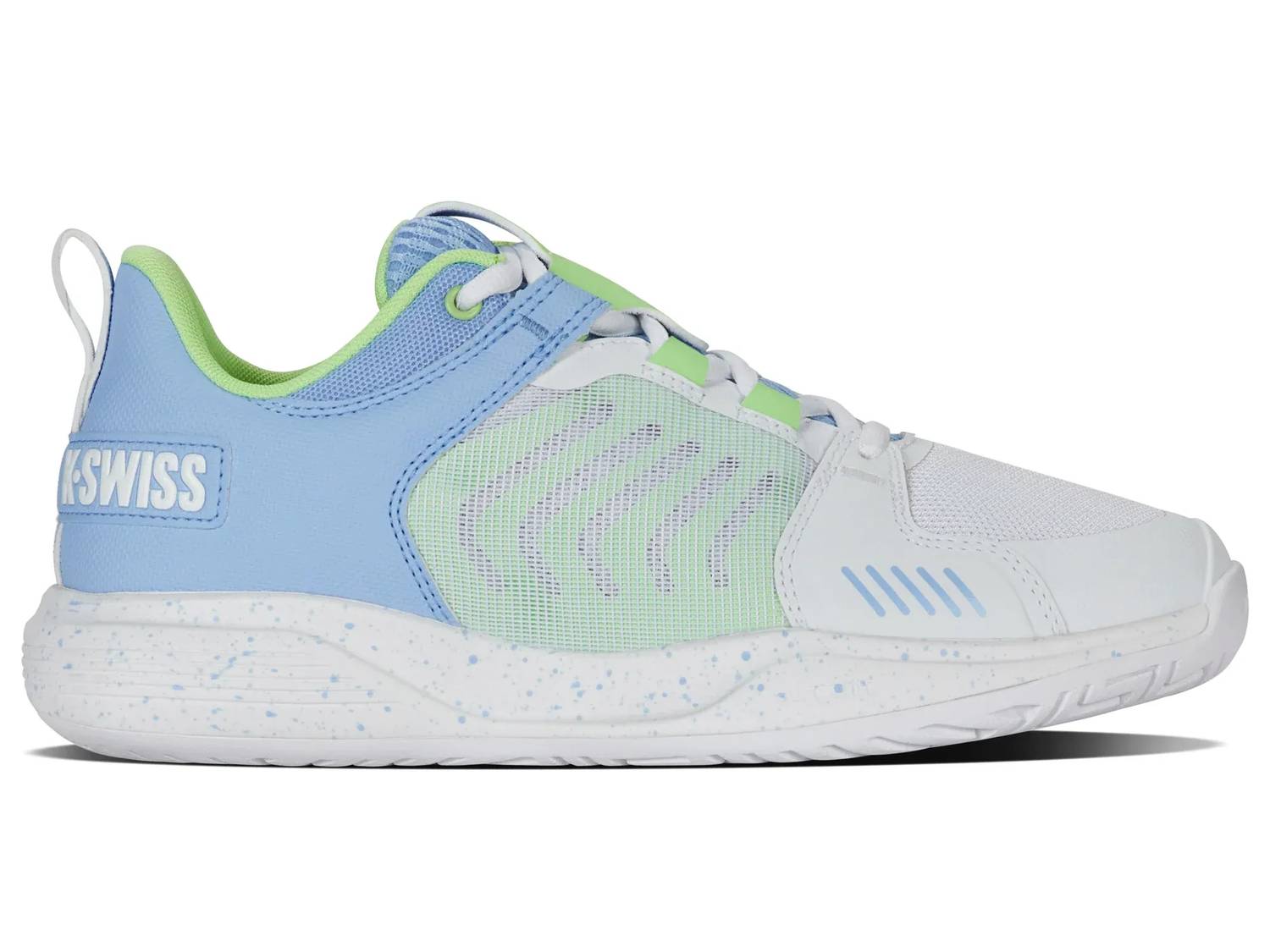 K-Swiss Women's Ultrashot Team Tennis Shoe in white dutch canal paradise green - women's shoe - detail view