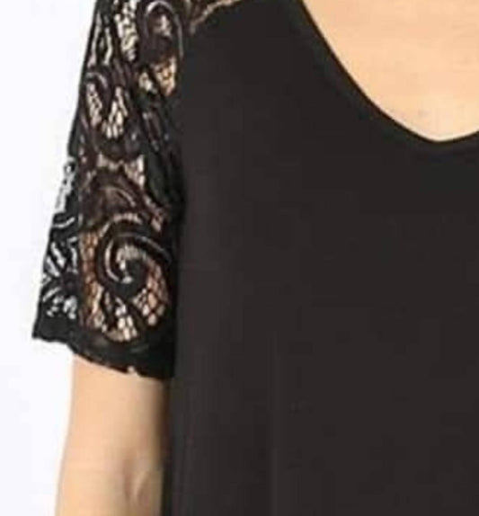 Zenana - Lace Sleeve Top