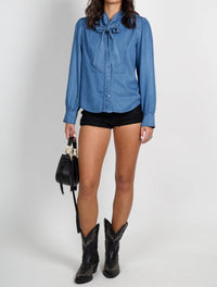Derek Lam 10 Crosby - Majah Tencel Tie Neck Shirt