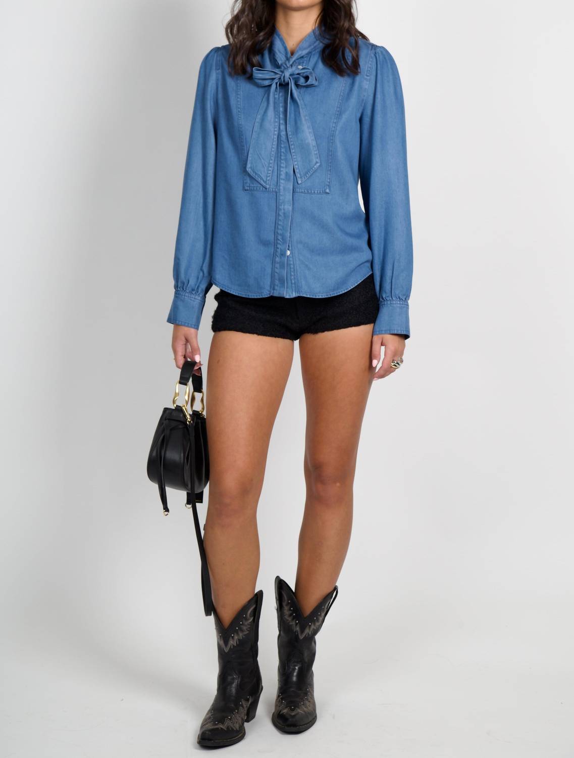 Derek Lam 10 Crosby - Majah Tencel Tie Neck Shirt