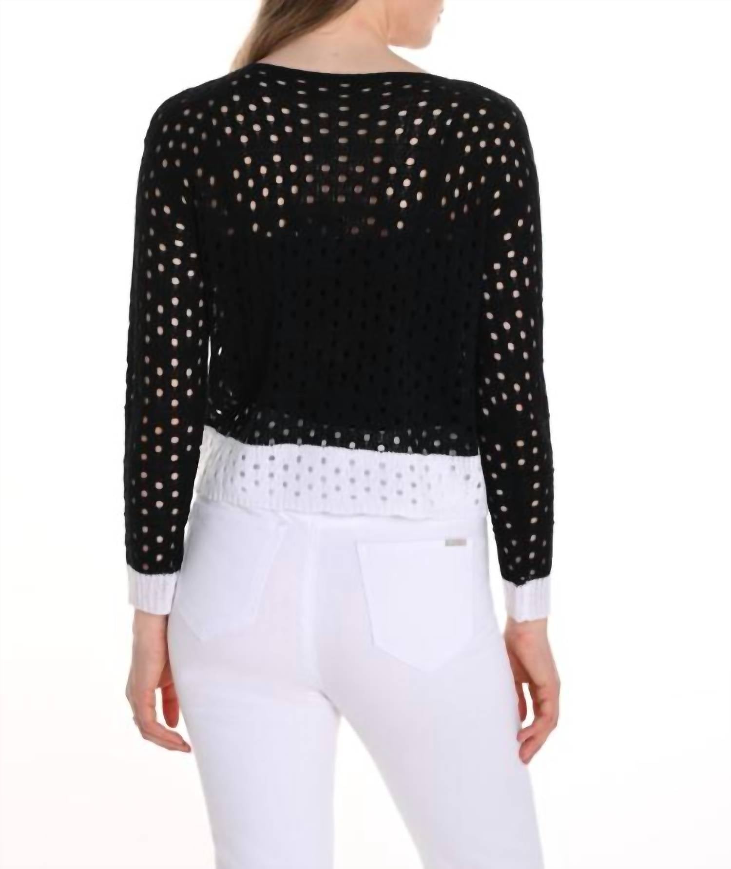 Frank Lyman - Open Knit Sweater w/ Flowers