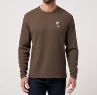 TravisMathew Souvenir Stand Pullover T Shirt in chocolate brown - men's long sleeve top