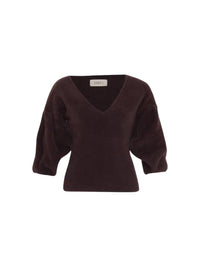 THEO the Label Women's Ersa V-neck Sweater in coffee - women's sweater