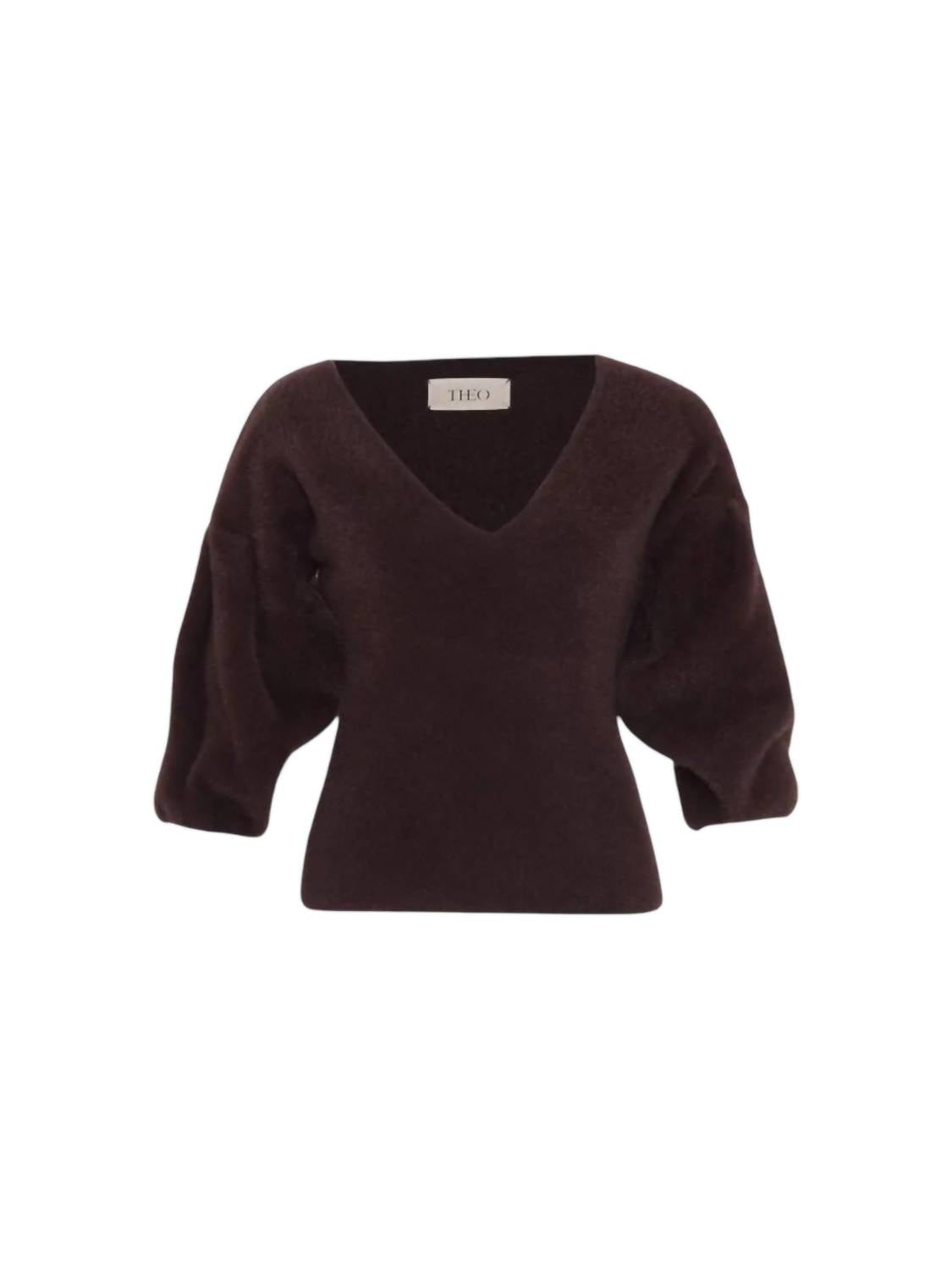 THEO the Label Women's Ersa V-neck Sweater in coffee - women's sweater
