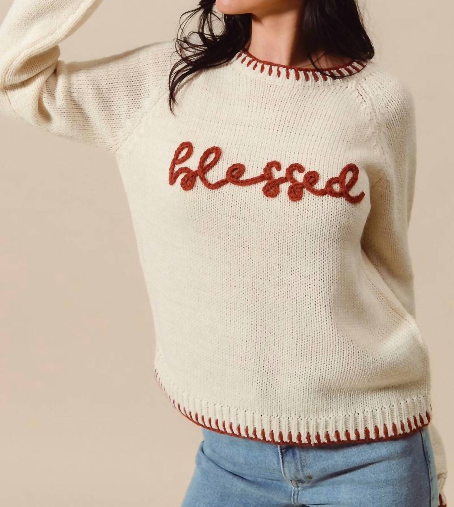 So Me - Blessed Blanket Sticth Sweater