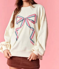 Peach Love All Wrapped Up Sweatshirt in cream multi - women's top
