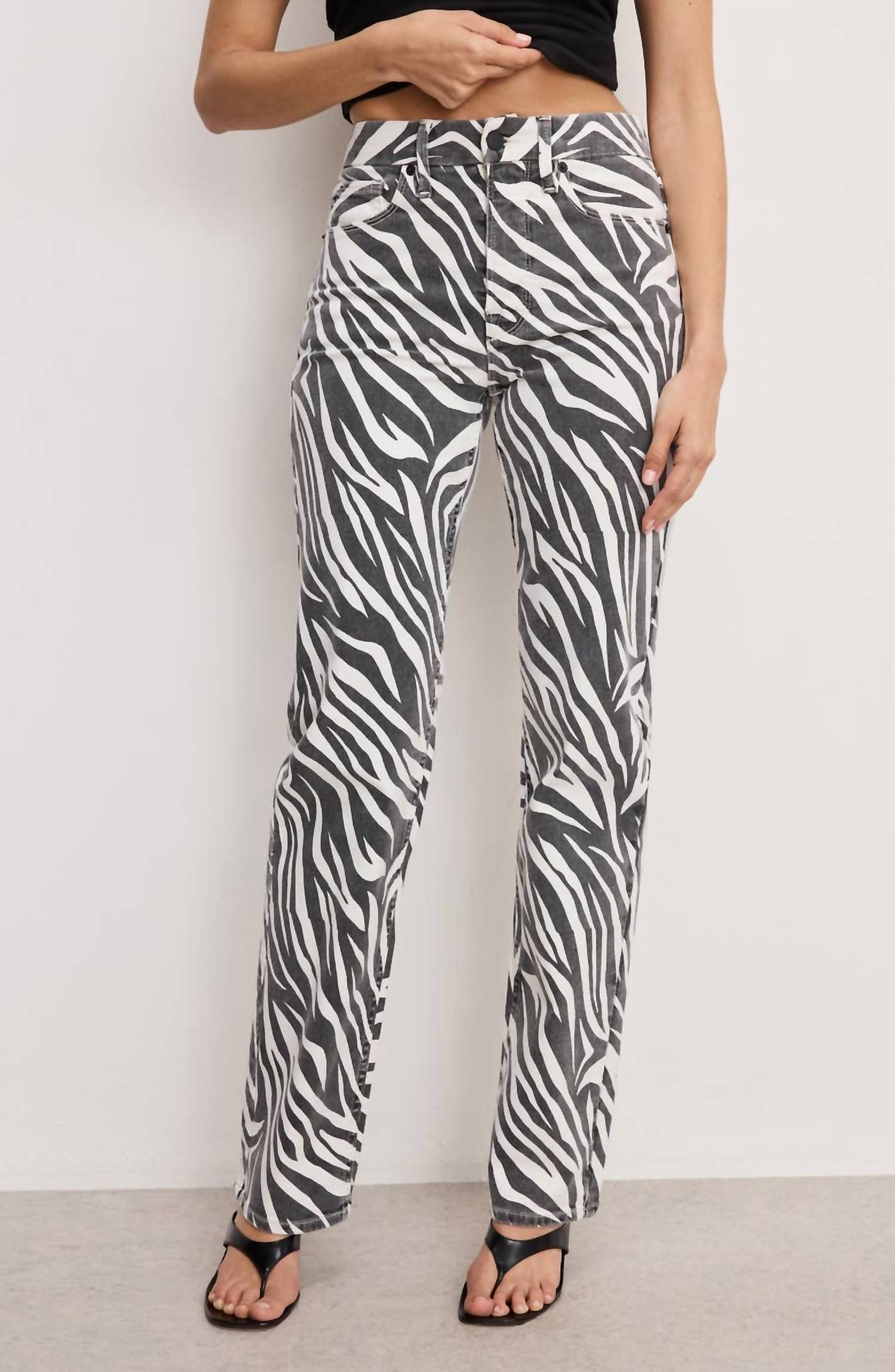 Good American - Zebra Good Icon Straight Jeans