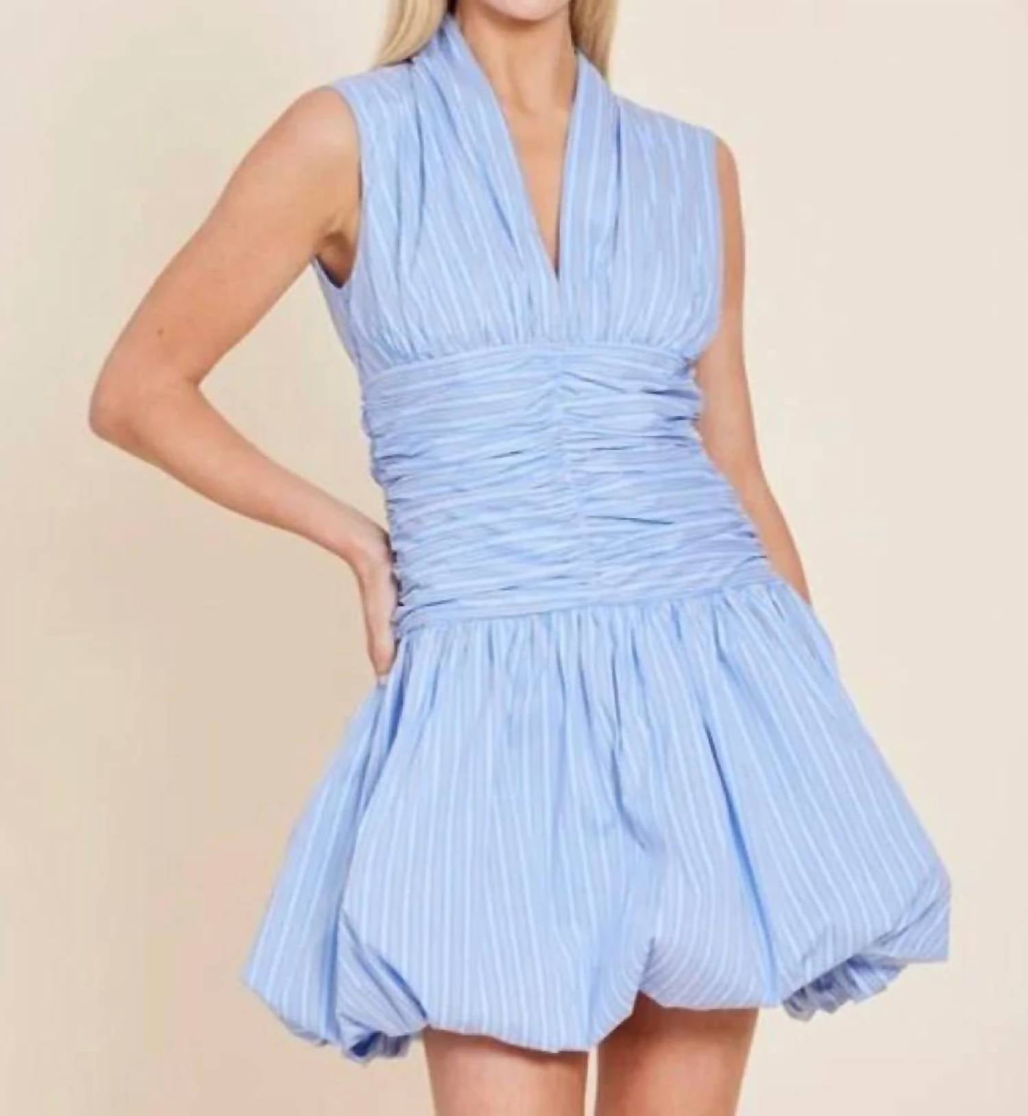 Dolce Cabo - Poplin Striped Bubble Mini Dress