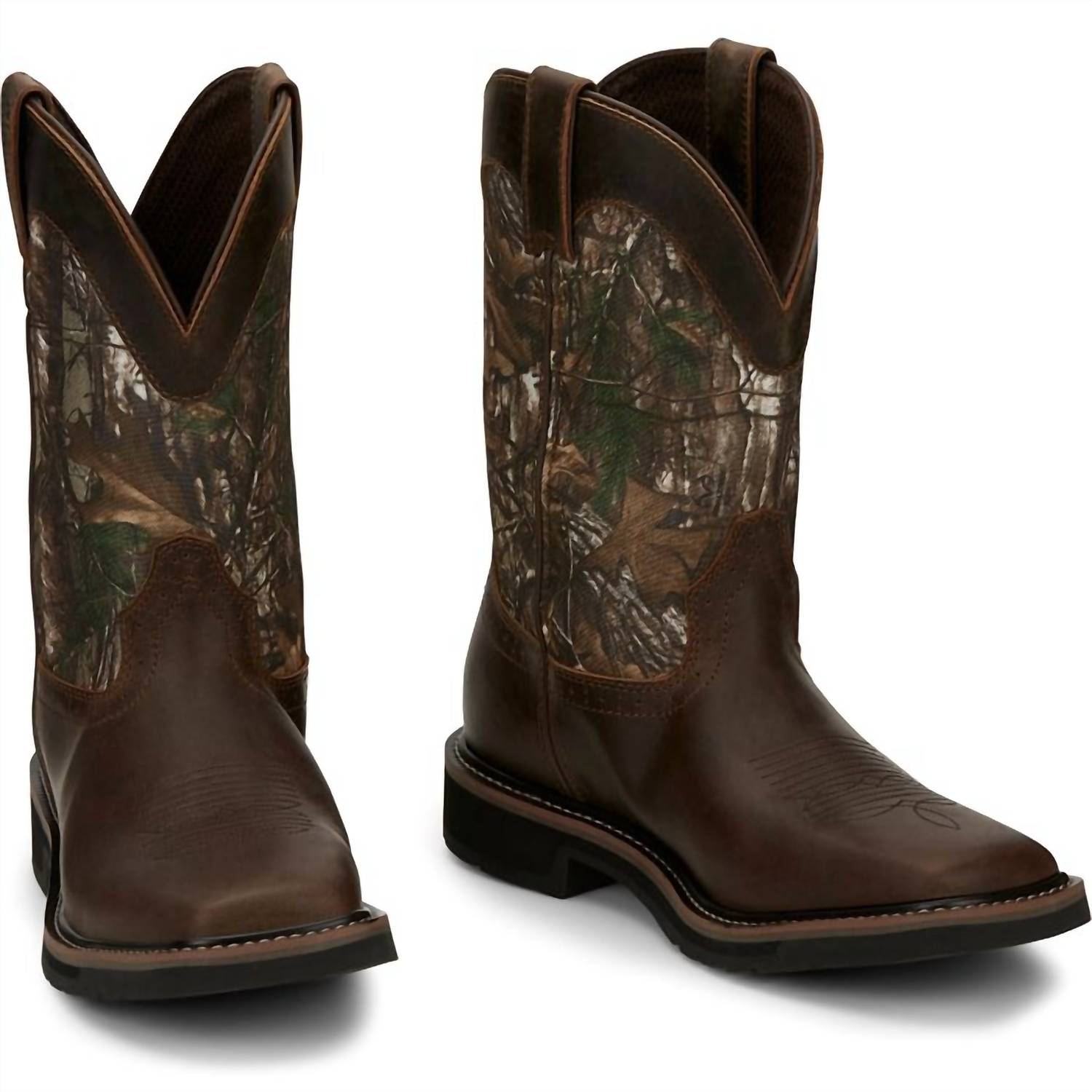 Justin Men's Trekker Waterproof Western Work Boots - Wide in camo brown - men's boots - alternate view