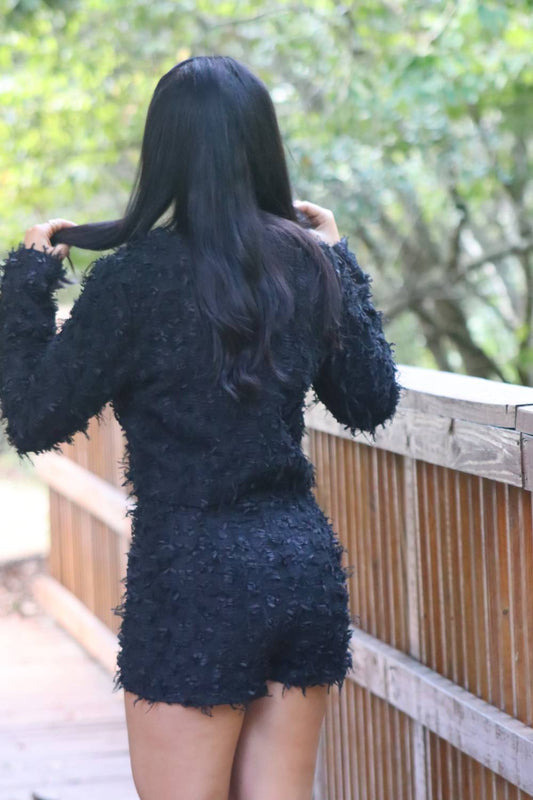 Mable - Textured Tweed Jacket & Skort Set