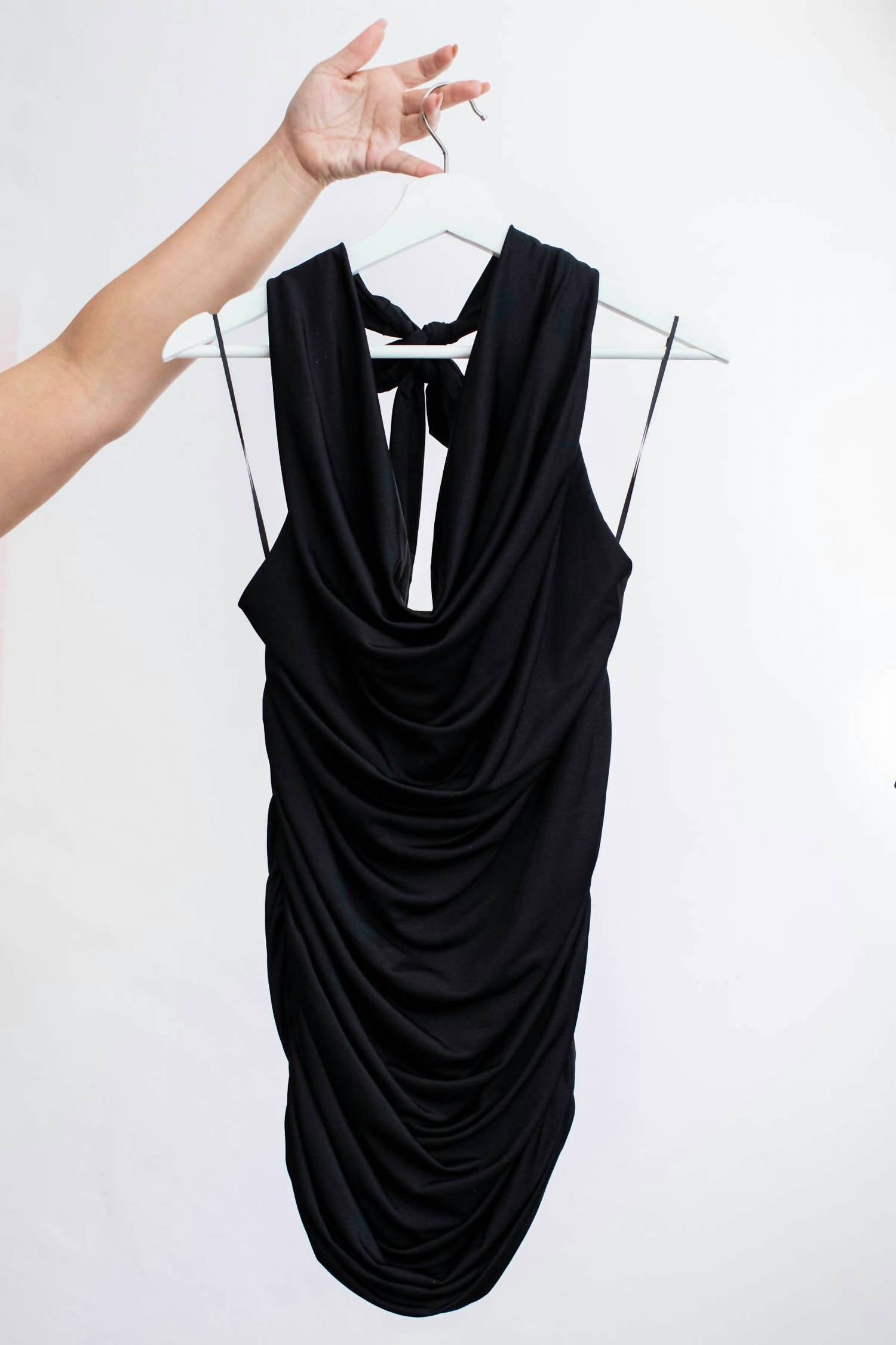 Dress Forum - Plunging Halter Neck Ruched Mini Dress