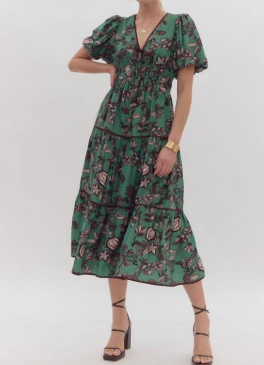 Entro - Floral Tiered Midi Dress