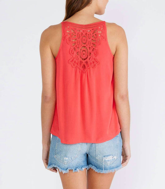 Lovestitch - Crochet Lace Scoop Neck Tank Top: Hibiscus