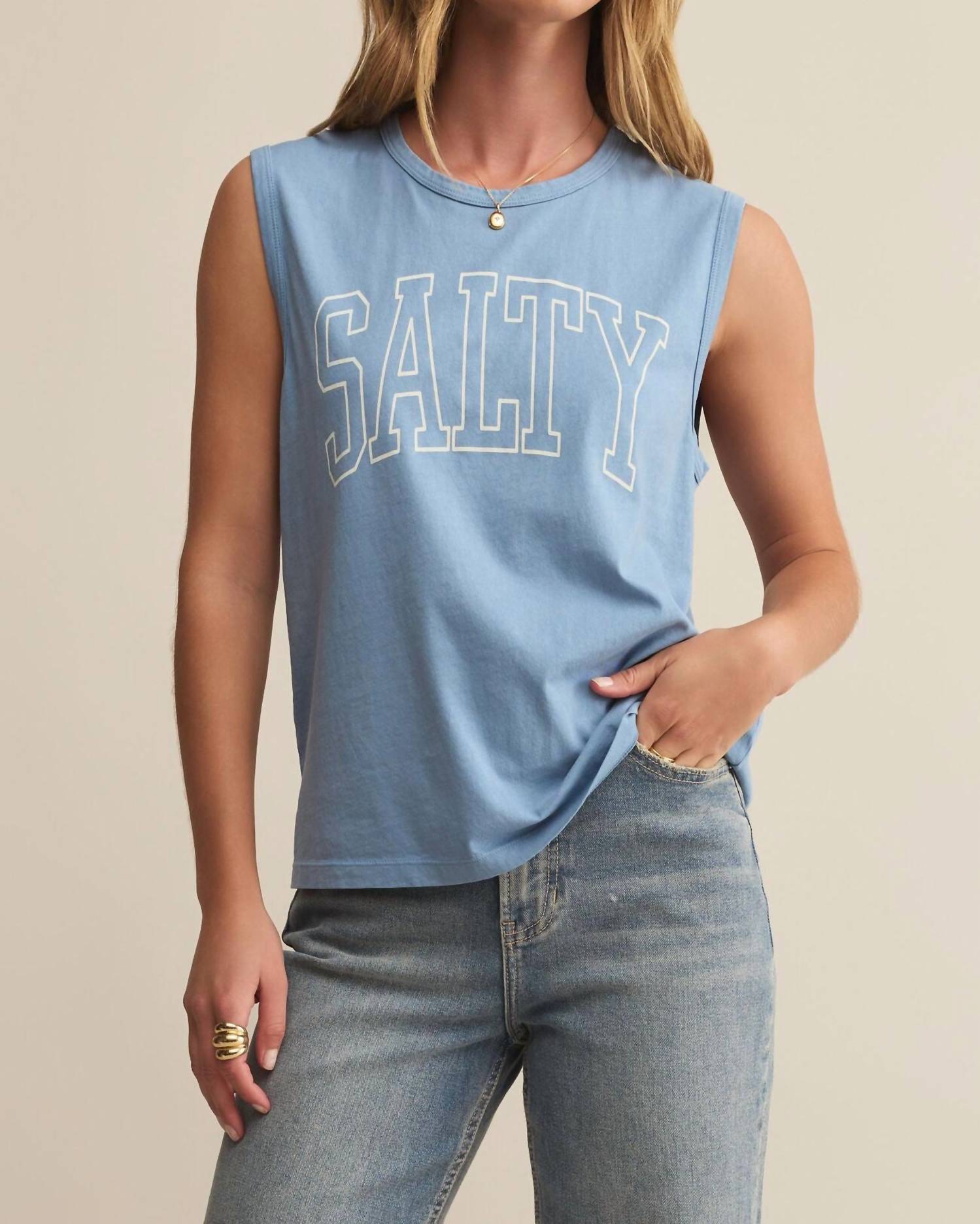 Z Supply Women's Salty Muscle Tank Top in blue - women's shirt - view 4