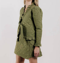 LOVE THE LABEL Melanie Quilted Mini Skirt in olive - women's skirt - alternate view