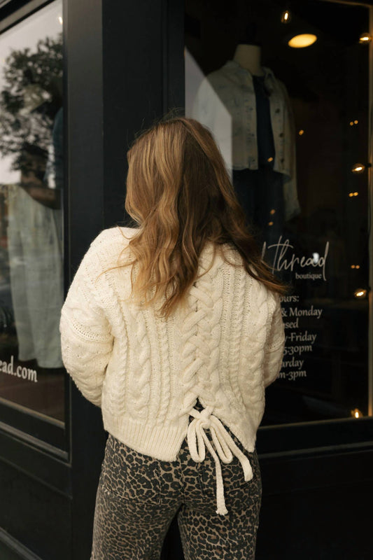 Miou Muse - Braided Back Cable Sweater