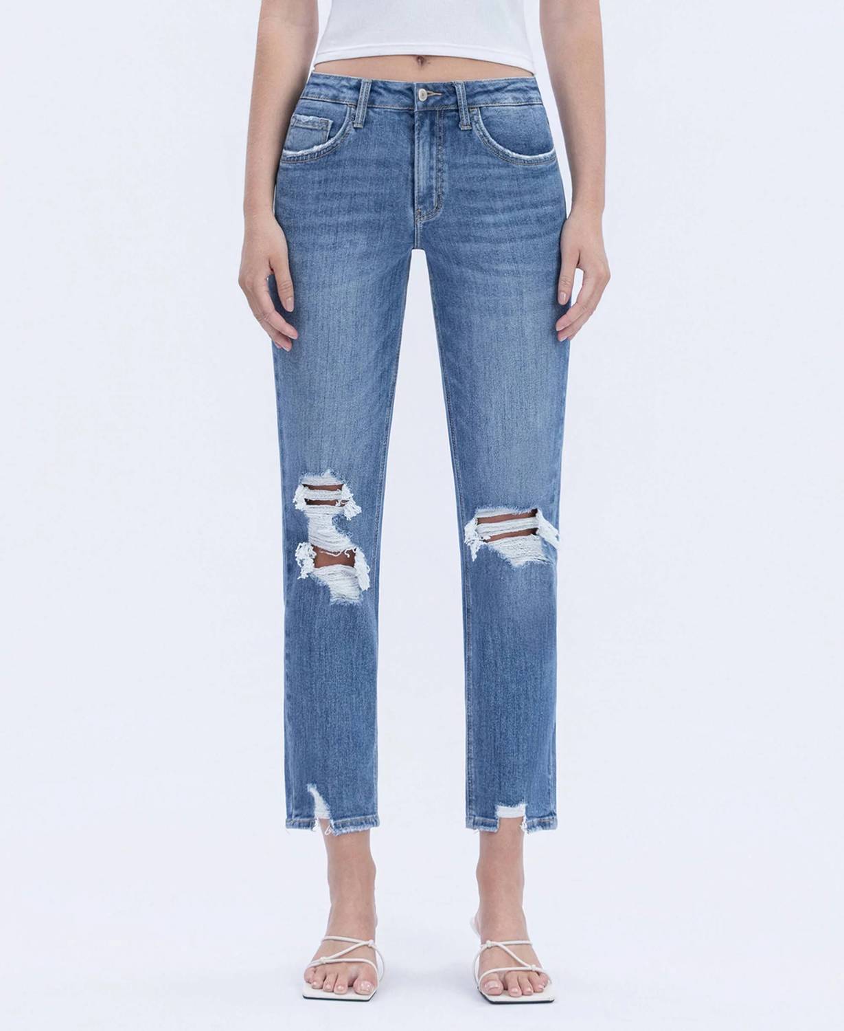 Lovervet - High Rise Boyfriend Distressed Jeans
