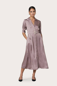 Lusana - Chrissy Belted Silk Dress